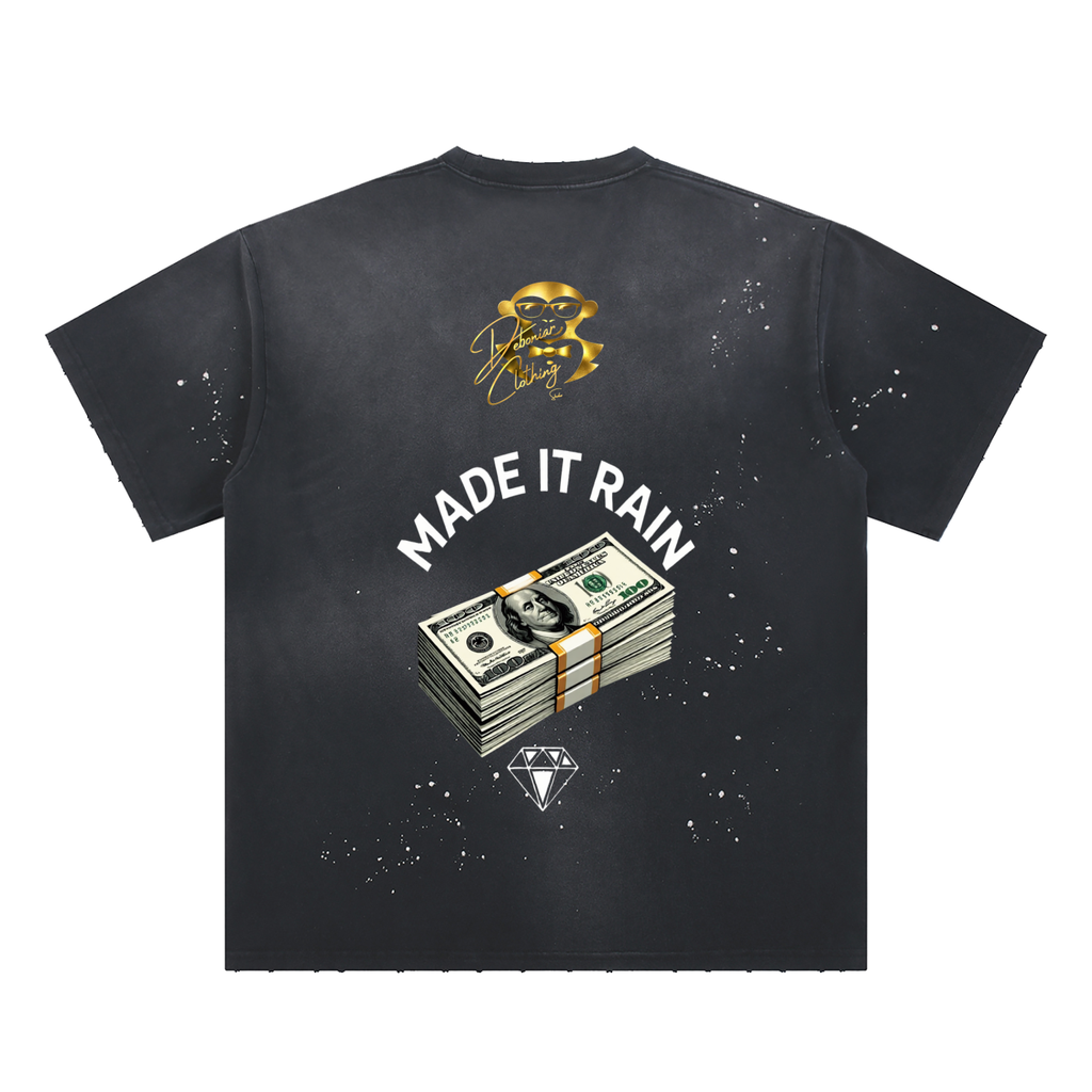 DEBONIAR -Hand-Frayed Sunfade Paint Splatter T-Shirt