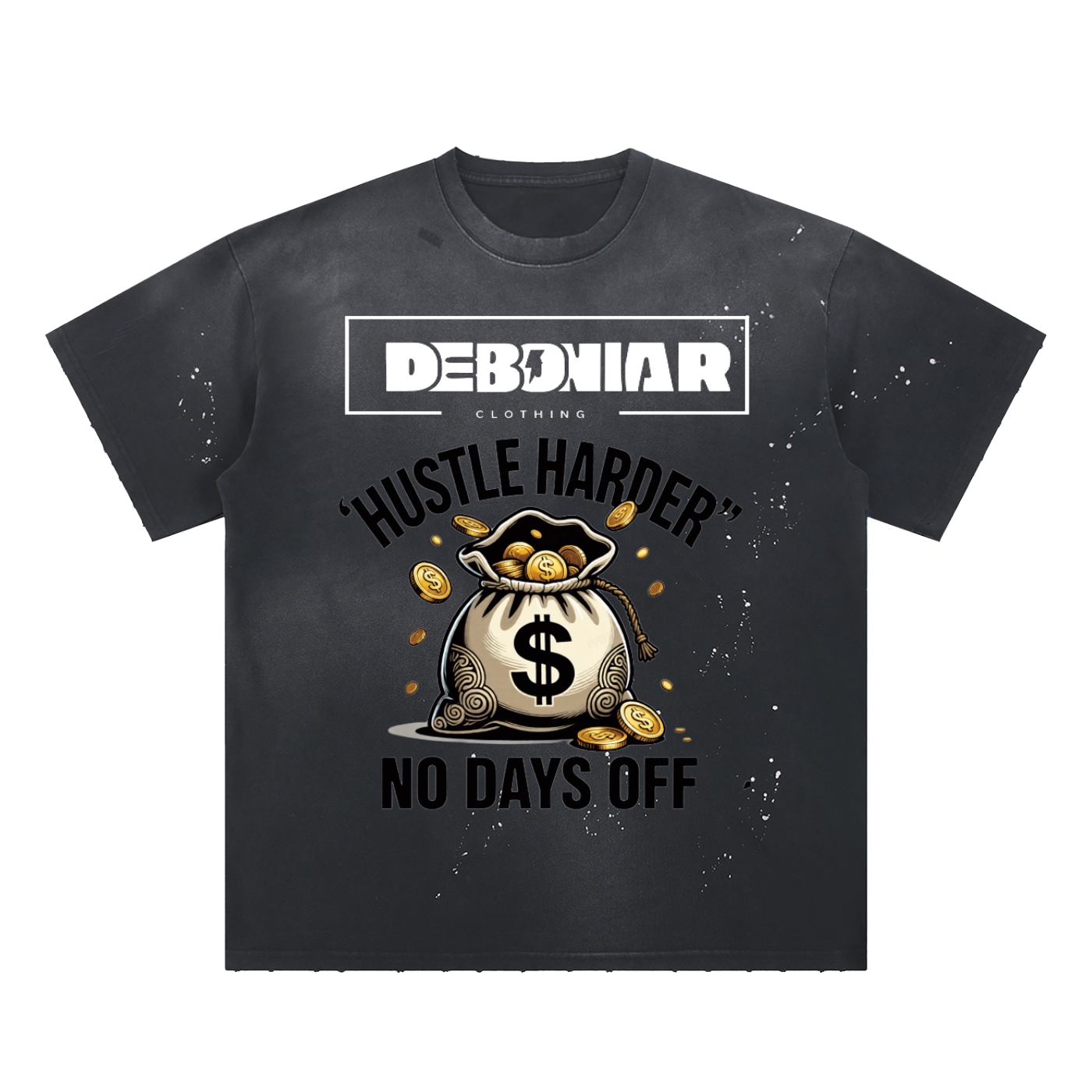 DEBONIAR -Hand-Frayed Sunfade Paint Splatter T-Shirt