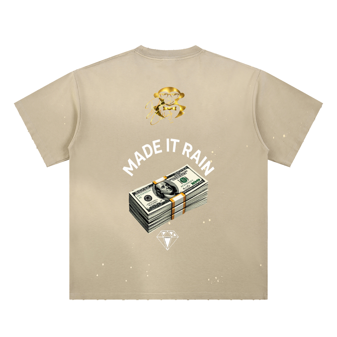 DEBONIAR -Hand-Frayed Sunfade Paint Splatter T-Shirt