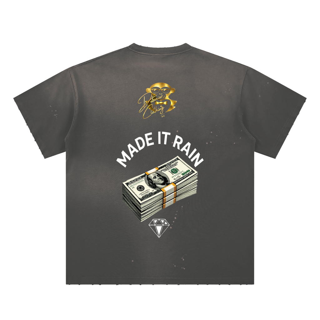 DEBONIAR -Hand-Frayed Sunfade Paint Splatter T-Shirt